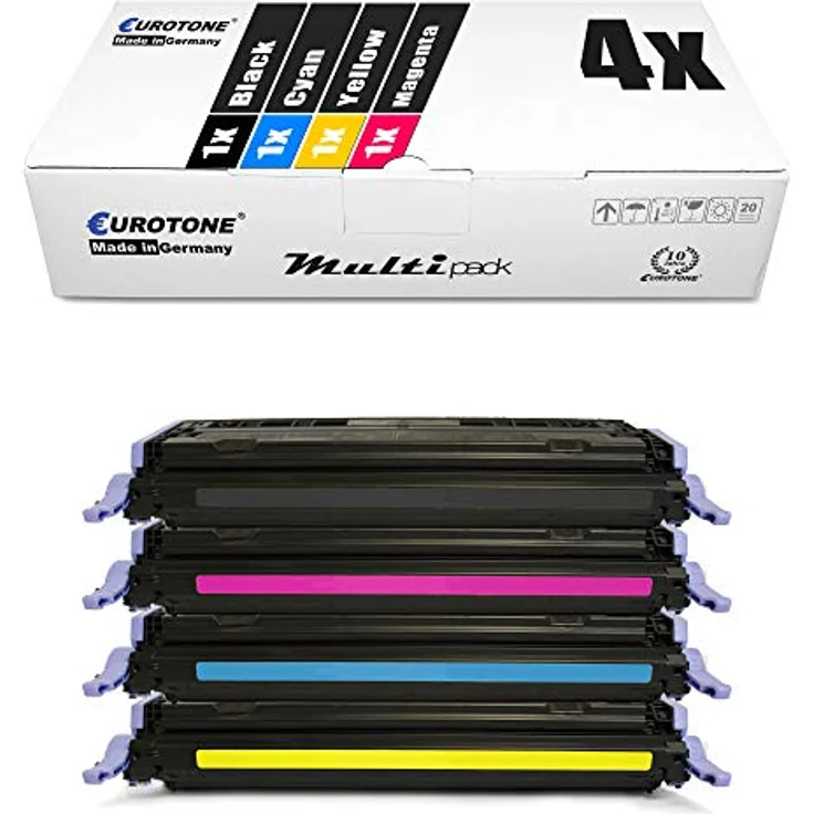 Eurotone 4er Set EOS-Toner kompatibel für HP Color LaserJet 1600/2600/2605, Black, Cyan, Magenta, Yellow, 2.500 Seiten pro Kartusche – Bild 1