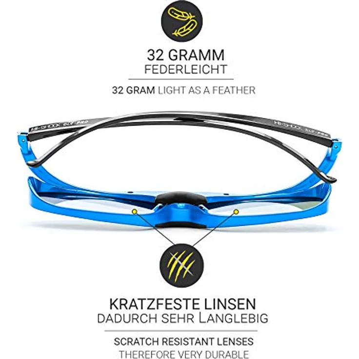 Hi-SHOCK DLP Pro Blue Heaven | DLP Link 3D Brille für 3D DLP Beamer [Shutterbrille | 96-144 Hz | wiederaufladbar | 32g | DLP Link | Blau] – Bild 4