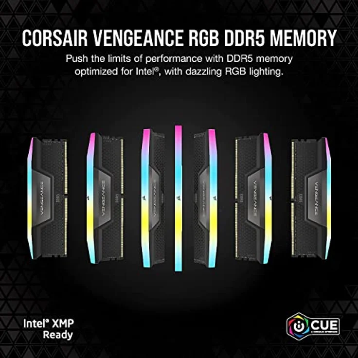 Corsair VENGEANCE RGB DDR5 RAM 64GB (2x32GB) 6400MHz CL32 Intel XMP iCUE Kompatibel Computer Speicher - Schwarz (CMH64GX5M2B6400C32) – Bild 2