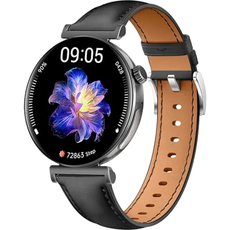 Knauermann PRO 3 Mini (2024) Schwarz - Gesundheitsuhr Smartwatch mit EKG, HRV, SOS-Funktion, AMOLED-Display, BT, Schlafapnoe, Edition 1, 14-24, rund