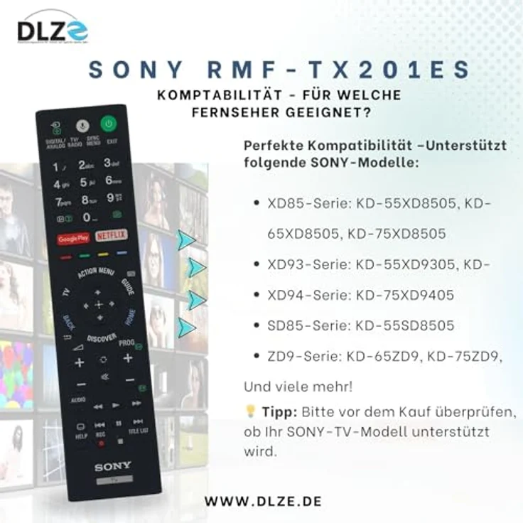 Sony RMF-TX201ES, Original-Fernbedienung für Sony Bravia Smart TVs, sofort einsatzbereit, präzise Signalübertragung – Bild 4