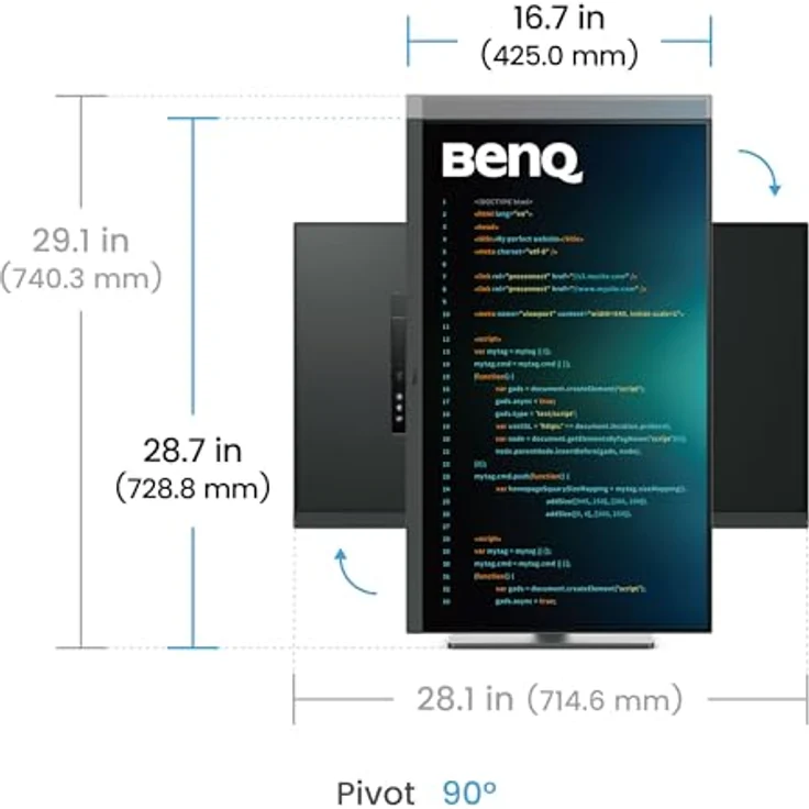 BenQ RD320U 32“ 4K 3840x2160 Programmiermonitor mit 2000:1 Kontrastverhältnis, Nano Matte Panel, MoonHalo, 90W USB-C, Coding-Modi, Nachtstundenschutz, ergonomischem Standfuß und Eye-Care-Technologie – Bild 5
