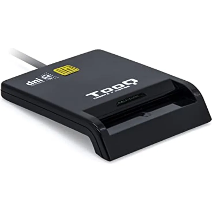 TooQ TQR-211B - Externer Ausweis-Lesegerät für elektronische DNI und Smart-Karten (DNIe), USB 2.0 mit USB-C-Anschluss, kompatibel mit Mac und Windows, Schwarz