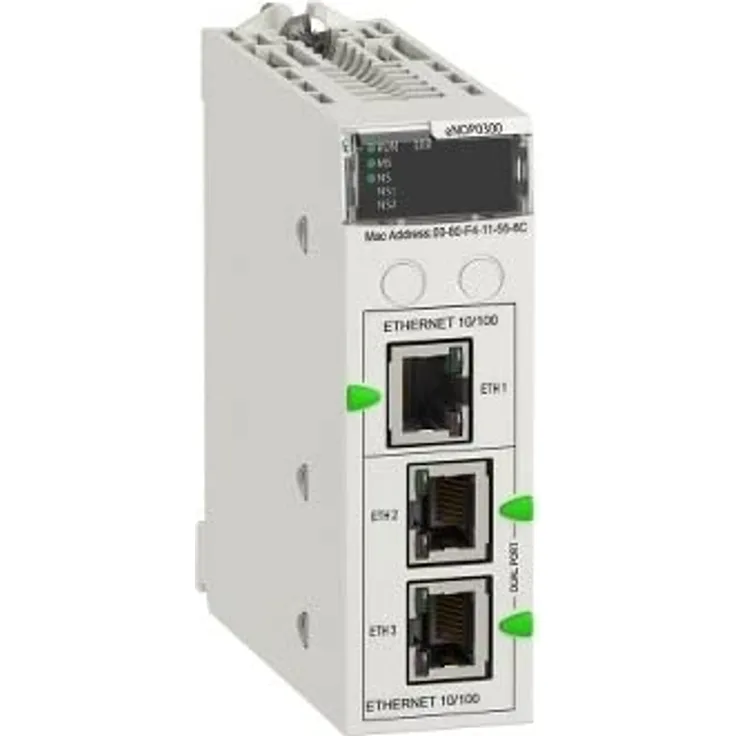 Schneider Electric Modicon M580 IEC 61850 Kommunikationsmodul, beschichtet, mit 3 externen Ethernet-Ports und hoher Netzwerkverfügbarkeit