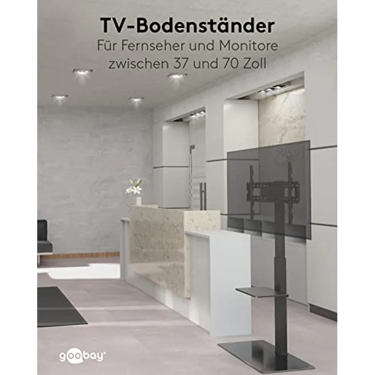 goobay 58526 TV Standfuss für Fernseher und Monitore zwischen 37“ und 70 Zoll (94-180cm) / Schwenkbar und Höhenverstellbar/Fernsehständer für Flat TV & Curved TV bis 40 kg Schwarz – Bild 3