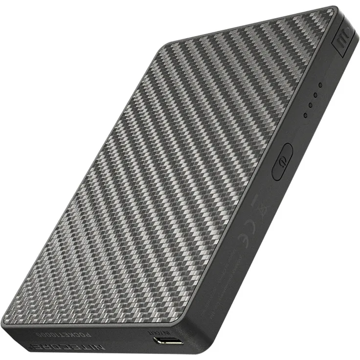 Nitecore POCKET10000, Powerbank 10000mAh mit USB-C Kabel, Carbon-Gehäuse, spritzwassergeschützt, PD und QC3.0 fähig