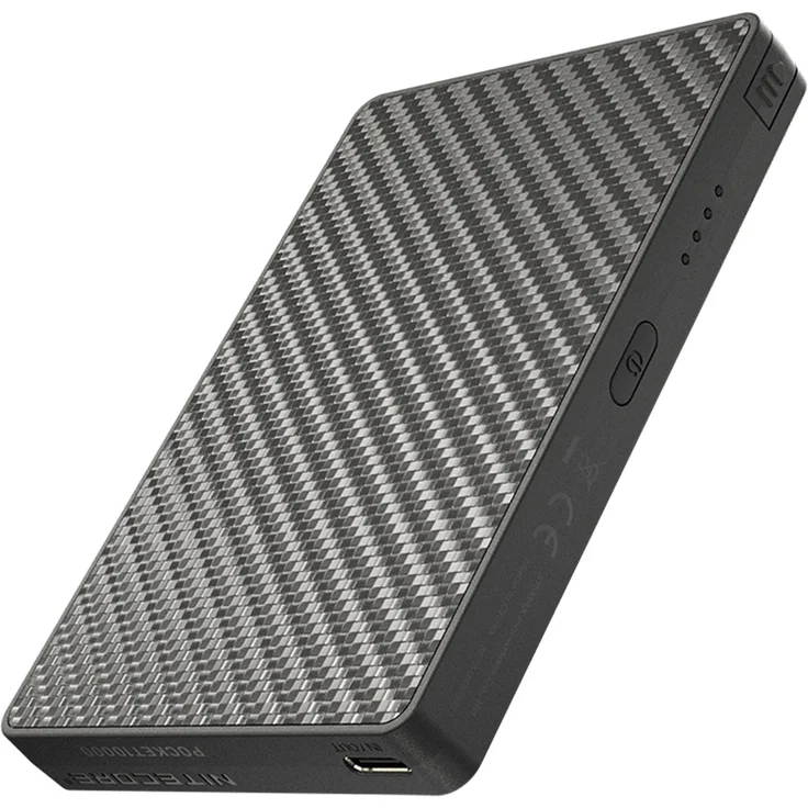 Nitecore POCKET10000, Powerbank 10000mAh mit USB-C Kabel, Carbon-Gehäuse, spritzwassergeschützt, PD und QC3.0 fähig