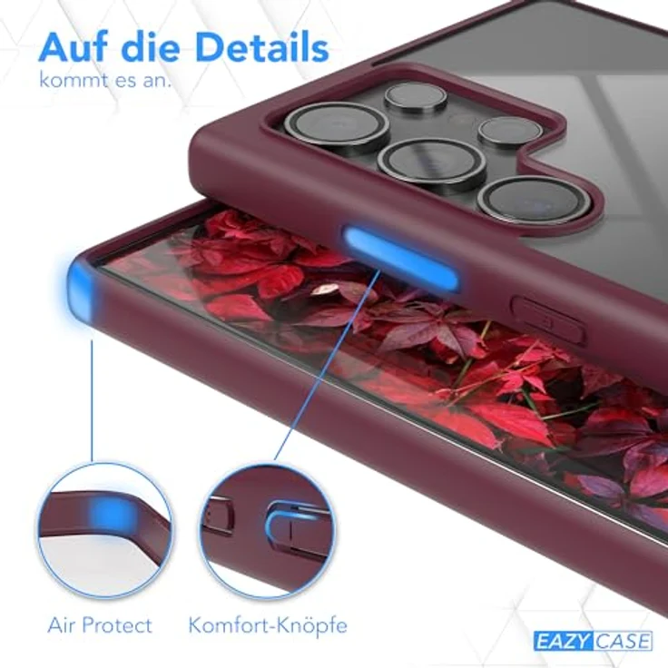 EAZY CASE Clear Hybrid Bumper Hülle für Samsung Galaxy S24 Ultra, ultra stoßfest und kratzfest mit Kameraschutz, dünne Handyhülle, Beere – Bild 4