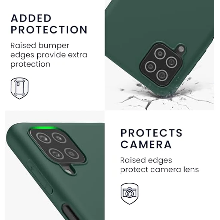 kwmobile Handyhülle für Samsung Galaxy A12 - TPU Case in Tannengrün, kabelloses Laden, rutschfester Grip, elastisch und stabil – Bild 3