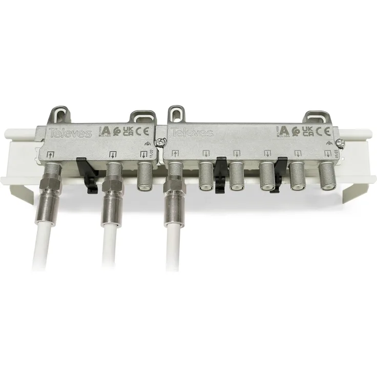 Televes AZ814FZ, 8-fach F-Terminal-Abzweiger mit 14 dB für CATV-Installationen, DC-Durchlass-frei, Zamak-Gehäuse