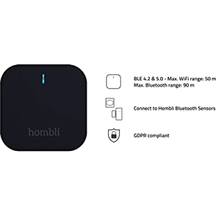 Hombli Smart Bluetooth Bridge – Hub für drahtlose Sensoren, WLAN 2,4 GHz, Bluetooth 4.2, intelligente Brückensensoren, Schwarz – Bild 2
