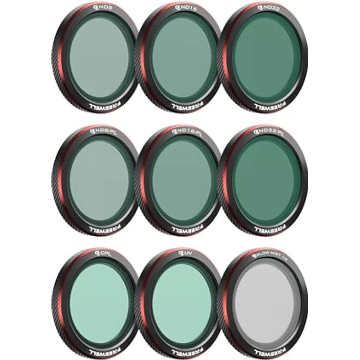 Freewell Magnetfilter für DJI Neo 2, 9er-Pack mit ND8, ND16, ND32, ND/PL, CPL, UV, Black Glow Mist, magnetische Befestigung und Blendreduzierung – Bild 1