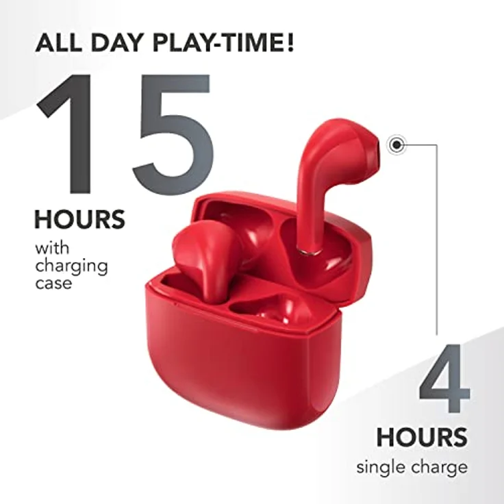 Music Sound | Swag - Kabelloses Kapsel-Headset - Wiedergabezeit bis 20 Stunden - Bluetooth - Rot – Bild 4