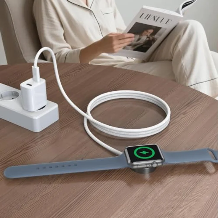 GIANAC Ladekabel für Apple Watch USB C, 1M, Magnetisches Schnellladegerät mit sicherem Schutzsystem, kompatibel mit iWatch Modellen – Bild 5