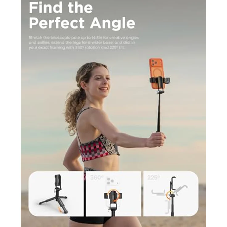 Joby TelePod TP02 Mini Selfie Stick Stativ mit Teleskopstange bis 37,5 cm, 5600K-Fülllicht und Funkfernbedienung – Bild 3