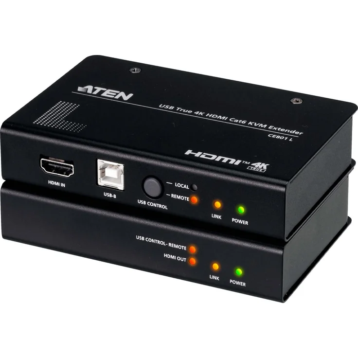Aten CE801 KVM Cat.6 Konsolen-Extender, KVM Switch mit bis zu 3840 x 2160 Auflösung, 70 m Reichweite, Schwarz