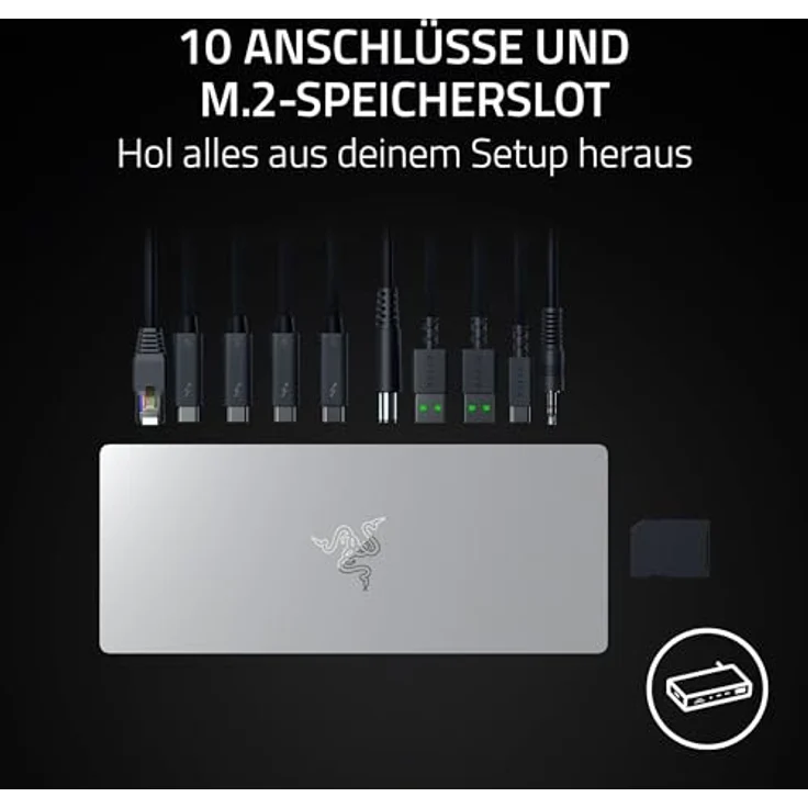 Razer Thunderbolt 5 Dock Mercury White, Laptop-Dockingstation mit vielseitigen Anschlussmöglichkeiten – Bild 3