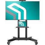 ONKRON TS1571-B, rollbarer TV Ständer für 32-75 Zoll Fernseher, max. Belastung 60 kg, höhenverstellbar, max. VESA 600x400, mit Rollen, schwarz