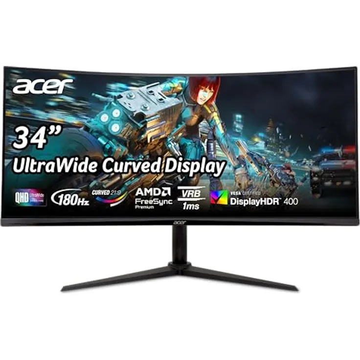Acer Nitro XZ342CU V3, 34 Zoll Gaming Monitor UWQHD, VA, 180Hz DP, Curved, FreeSync Premium, höhenverstellbar