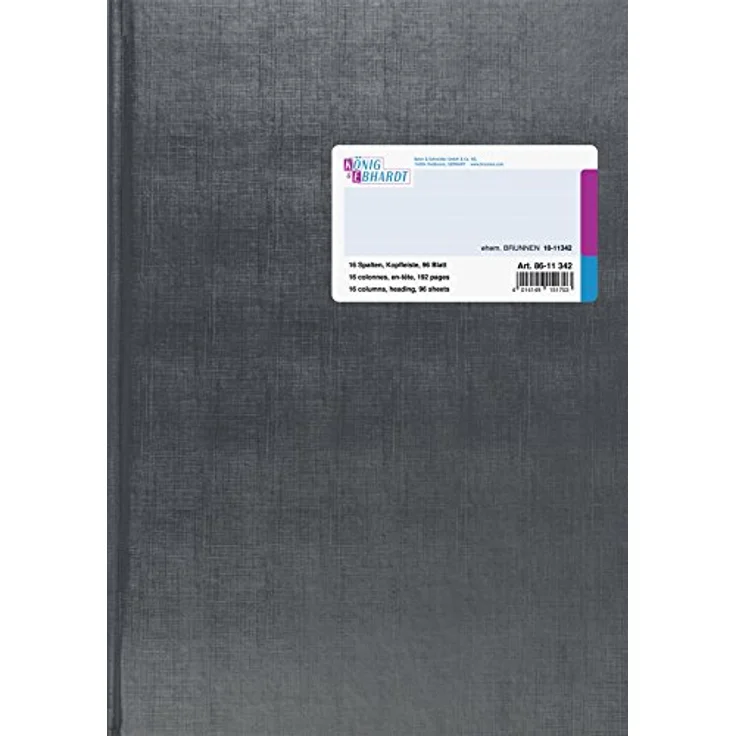 König & Ebhardt Notizbuch Spaltenbuch A4 mit 16 Spalten und 96 Blatt, hellgrau, Fadenheftung, austauschbare Kopfleiste – Bild 1