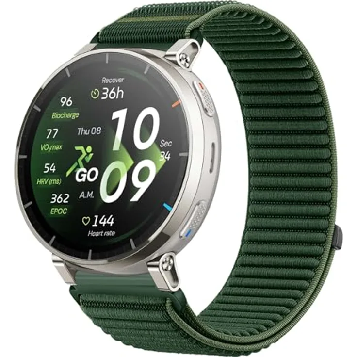 GIOPUEY Nylon Ersatzarmband für Amazfit Active Max/Balance 2/Bip 6, geflochtenes Outdoor Sport Loop Strap Band - DarkGreen, elastisch und luftdurchlässig