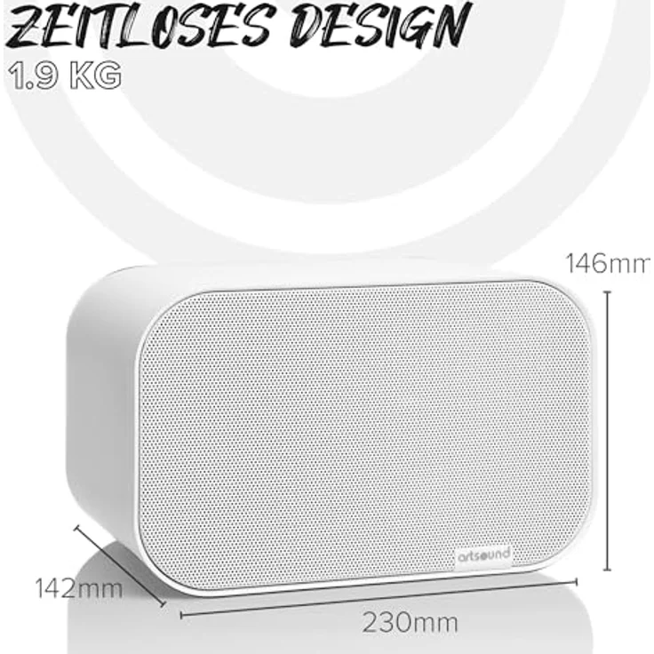 Artsound UNI40, Set aus 2 passiven Lautsprechern, 2-Wege HiFi-Lautsprecher, 20-100 Watt, mit Wandhalterung, weiß – Bild 5