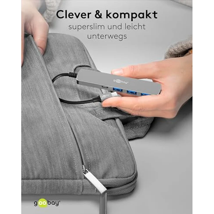 goobay USB C 3.2 Hub, 1xUSB-C & 3xUSB-A, kompakter USB-Hub für Laptop/Tablet/Smartphone, SuperSpeed bis 5 Gbit/s, kompatibel mit Windows/Linux/macOS - 79158 – Bild 4