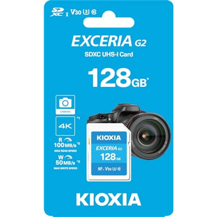 Kioxia LNEX2L128GG4, 128 GB SDXC Speicherkarte, Klasse 10, UHS-I, Lesegeschwindigkeit 100 MB/s, Schreibgeschwindigkeit 50 MB/s, blau – Bild 1