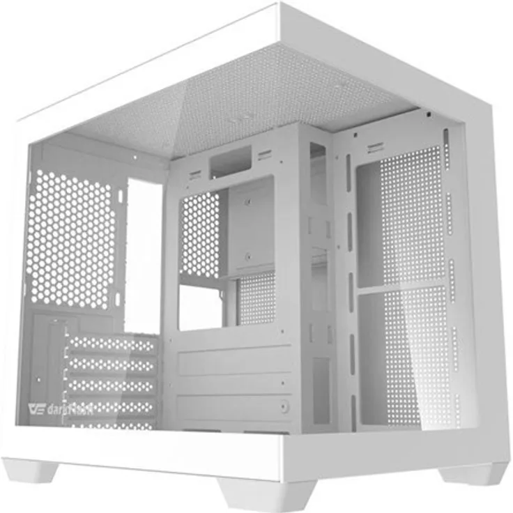 Darkflash C275P M-ATX Computer Case, Weiß mit 270° Panoramaverglasung, 7 Lüfterplätzen und USB 3.0 Port