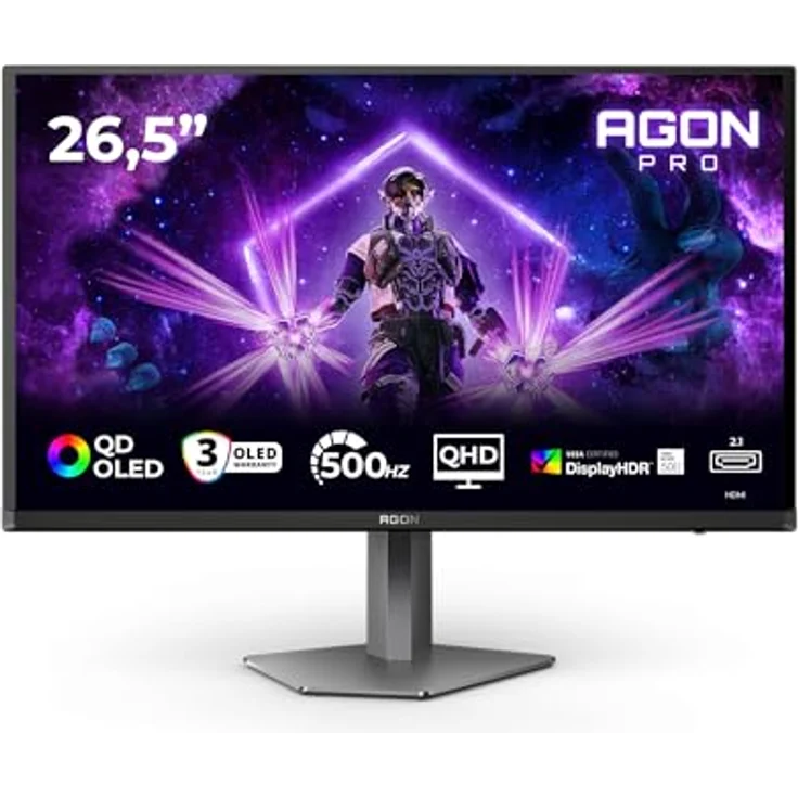 AOC AG276QKD2 26,5 Zoll WQHD Gaming-Monitor, 500Hz, 0,03ms, G-Sync, FreeSync, HDR500, Höhenverstellung, Lautsprecher, Schwarz/Dunkelgrau – Bild 3