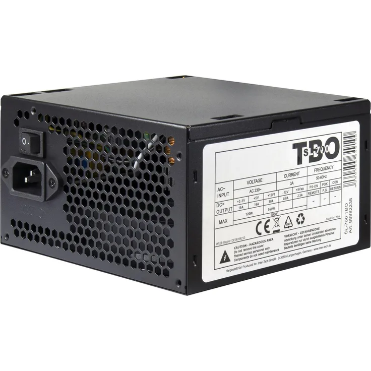 Intertec SL-700 Plus ATX Netzteil, 700W, PC Netzteil, schwarz