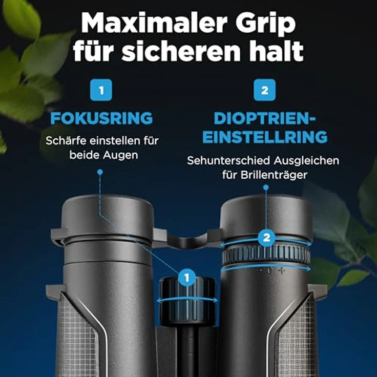 AlpinSpirit© Fernglas 8x42, Testsieger mit Hardcase & Zubehör, brillant für Brillenträger, wasserabweisend, FMC+BAK4, schwarz – Bild 4