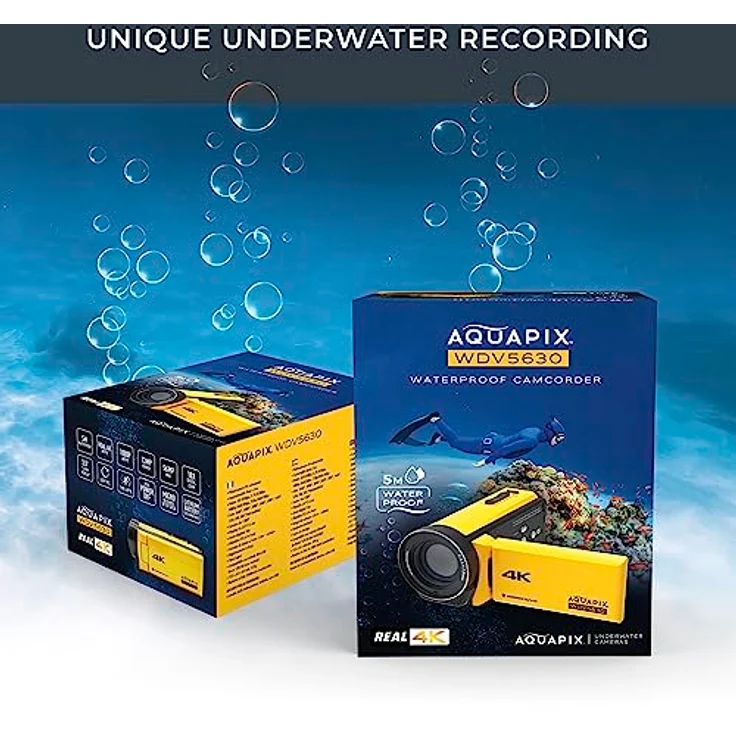 Easypix Aquapix WDV5630, wasserfester 4K Camcorder mit 13 MP Sensor, 56 MP Fotos und 18-fachem Zoom, gelb – Bild 5