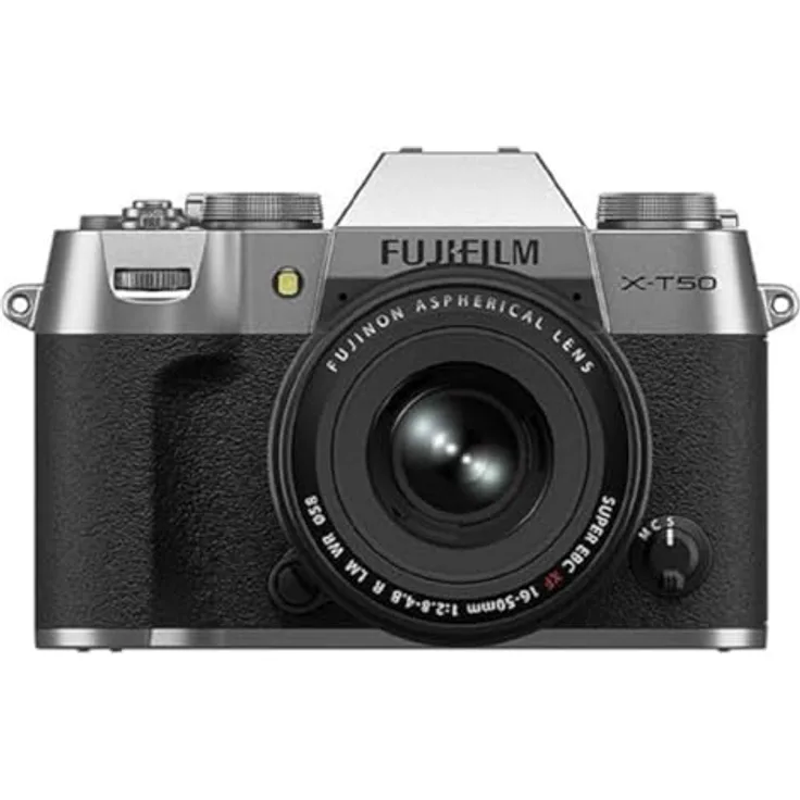 FUJIFILM X-T50 Silber / 16-50mm Kit Systemkamera mit X-Trans CMOS 5 HR Sensor und integriertem Fünf-Achsen-Bildstabilisator
