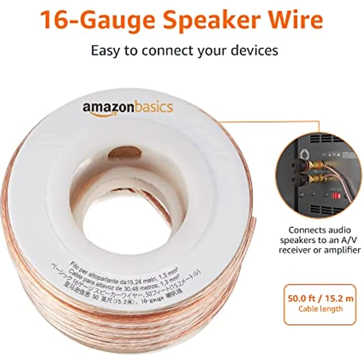 AmazonBasics Lautsprecherkabel 1,3 mm² - 16 Gauge 15,24 m (50 Fuß) – Bild 2