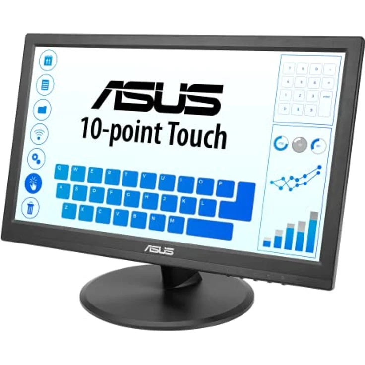 ASUS Touch VT169HE - 15,6 Zoll HD Monitor - 10 Punkt Multi-Touch PCAP, Flimmerfrei, Blaulichtfilter, 60 Hz, 16:9 IPS Panel, 1920x1080 - HDMI, D-Sub, Vesa 75x75, Schwarz – Bild 3