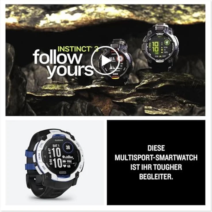 Garmin Instinct 3, Smartwatch 50 mm, Supernova Edition, Solar, Whitestone/Black – Bild 9