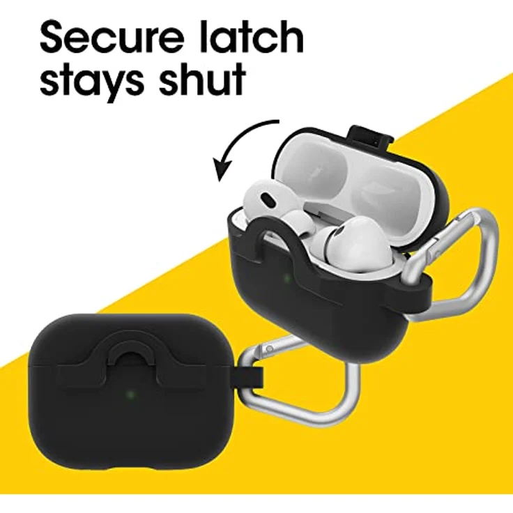 OtterBox Soft Touch Kopfhörer Hülle für AirPods Pro (1. gen / 2. gen), stoßfeste, sturzsichere, ultraflache, kratz- und abriebfeste Schutzhülle für Apple AirPods, inklusive Karabiner, Schwarz – Bild 5