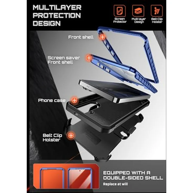 SUPCASE UBPro Mag Hülle für Samsung Galaxy S26, Outdoor Bumper Case mit 2 Frontrahmen (mit/ohne Displayschutz), kompatibel mit MagSafe, Cobalt – Bild 5