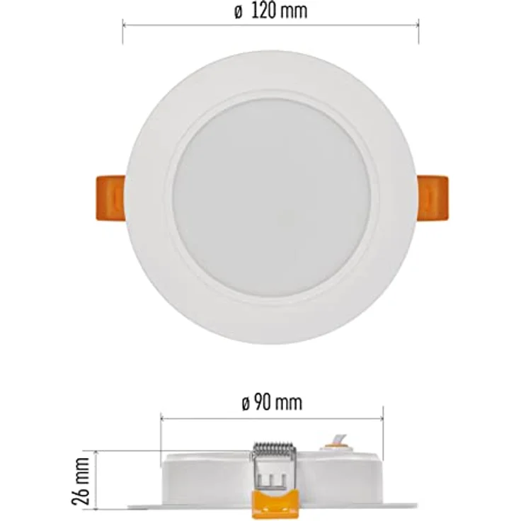 EMOS LED Panel 9 W Deckenleuchte, 900 lm, Einbauleuchte 12 cm, Neutralweiß 4000 K, extra flach, Weiß – Bild 4