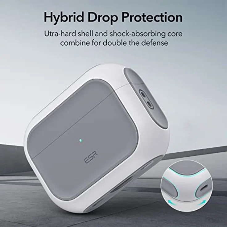 ESR Airpods Pro 2 Hülle mit HaloLock, Kompatibel mit MagSafe, Hybrid Sturzschutz, Weiß – Bild 5