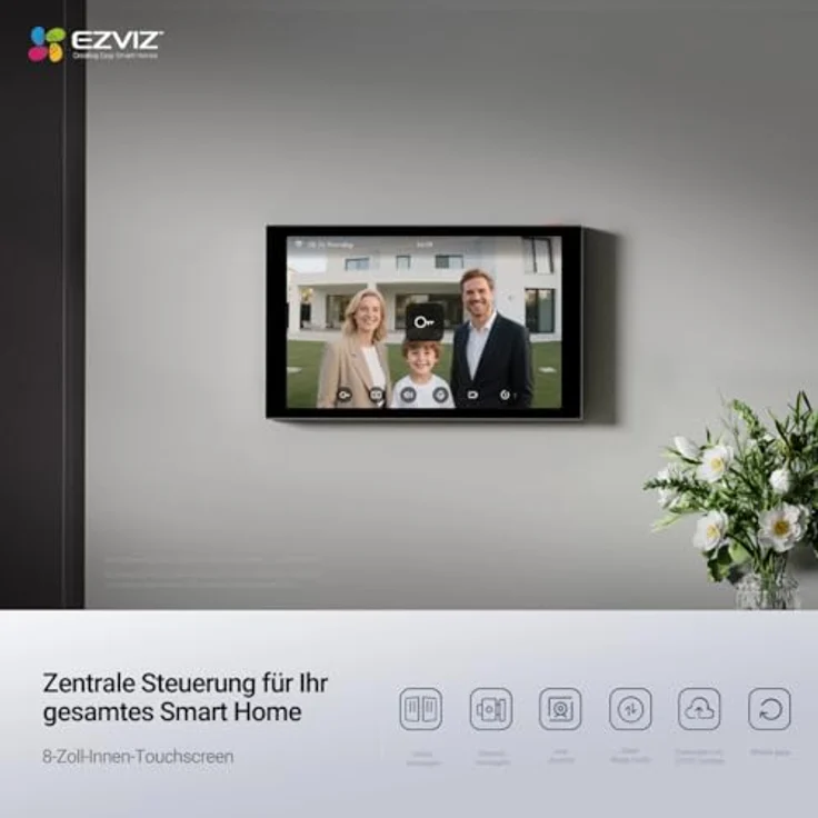 EZVIZ HP7 Pro 4K Türsprechanlage mit 8" Touchscreen, Türöffner, Handflächen-/Gesichtserkennung, APP/Card/Passwort Unlock, Farbnachtsicht, wasserdicht – Bild 4