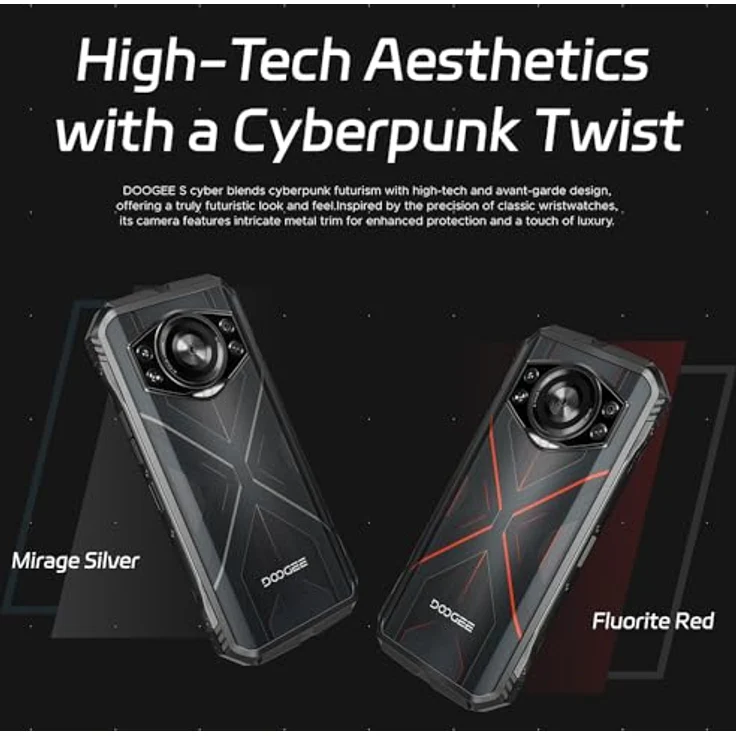 DOOGEE S cyber Smartphone (6.58 Zoll, 50 MP Kamera, Android 14.0, 20 GB+256 GB, 10800mAh, NFC, OTG) – Bild 3