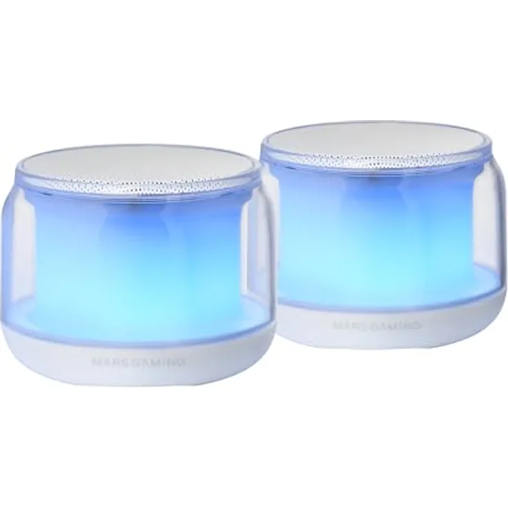Mars Gaming MS-Aura, Bluetooth-Lautsprecher 5.3 mit 15W DSP-Chipsatz, 360º RGB-Beleuchtung und AUX-IN, Weiß