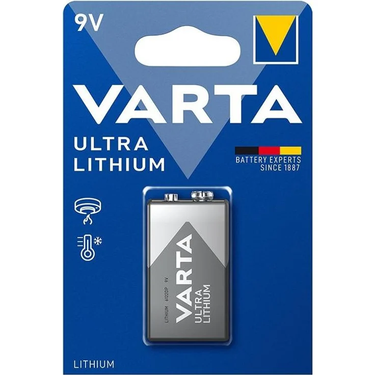Varta Ultra Lithium Batterie 9V, langlebig und leistungsstark, im Blister-Pack