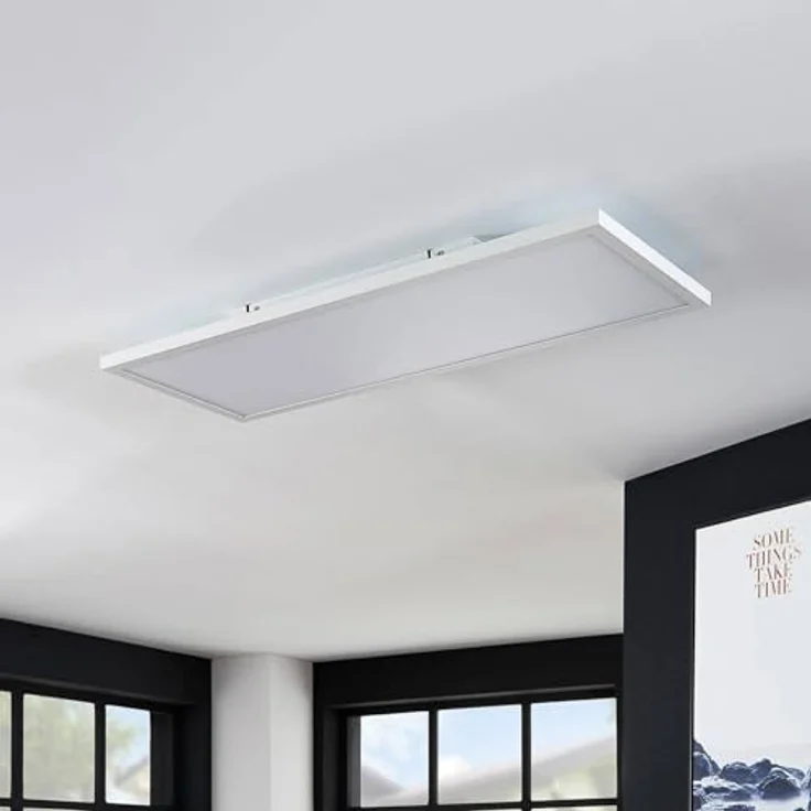 Arcchio Lindby LED Panel/Deckenleuchte 80 x 30 cm, CCT dimmbar & RGB Backlight, 3.000–6.000K, Fernbedienung, Leuchtmittel, Nachtlicht, Weiß – Bild 2