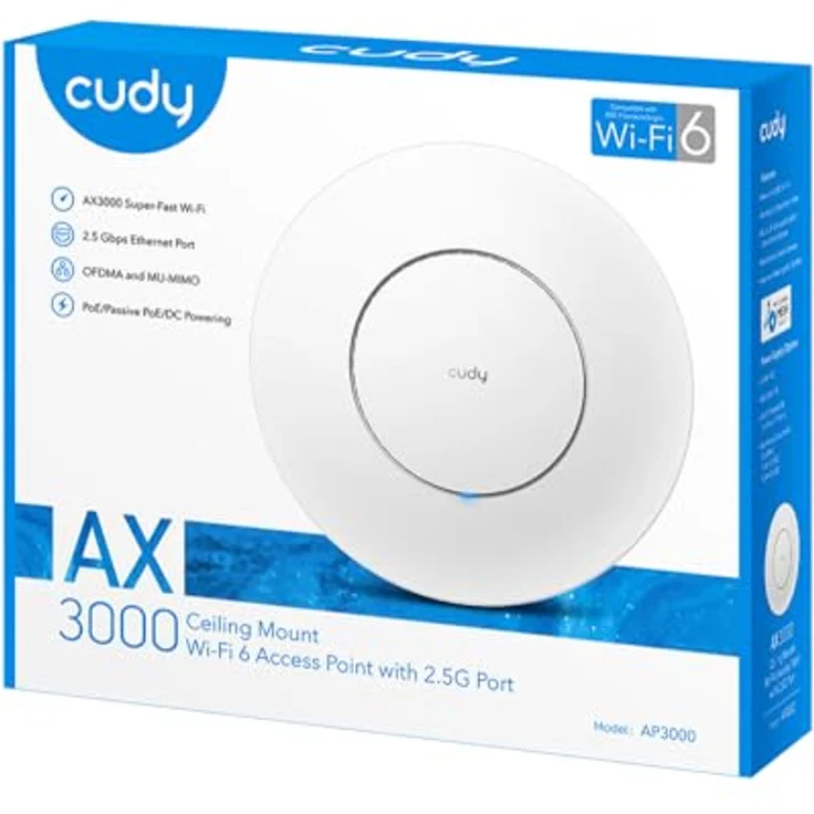Cudy AP3000_P WLAN Access Point 2976 Mbit/s, Weiß, Power over Ethernet (PoE), MIMO, mehrere SSIDs – Bild 2