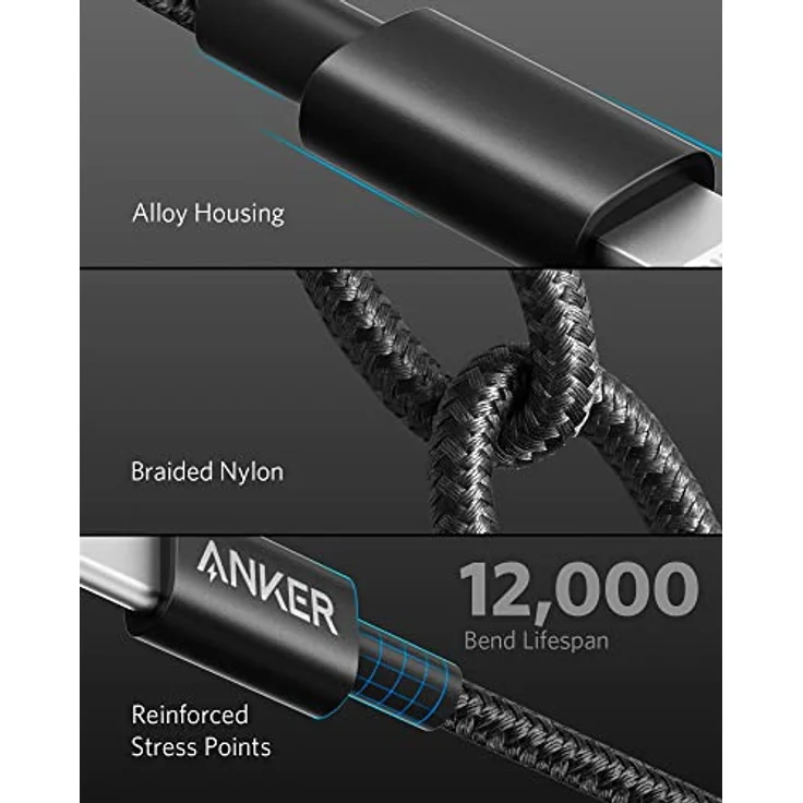Anker 331 USB-C to Lightning Cable (Nylon), 3 m, schwarz (A8624011) – Bild 5