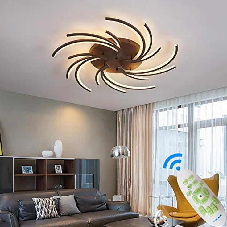 Eurotondisplay LED Deckenleuchte 2042Kaffee-5 Ø 102cm mit Fernbedienung Lichtfarbe/ Helligkeit einstellbar Acryl-Schirm kaffeefarbe lackierter Metallrahmen Energieeffizienzklasse: A+ Modern – Bild 2
