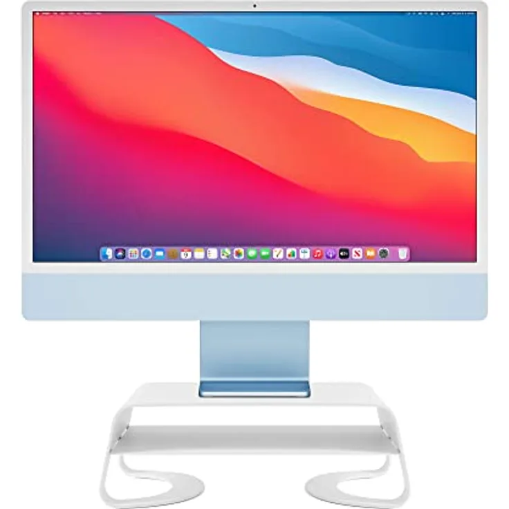 Twelve South Curve Riser Monitorständer | Ergonomischer Desktop-Ständer mit Ablagefläche für iMac und Displays, Mattweiß